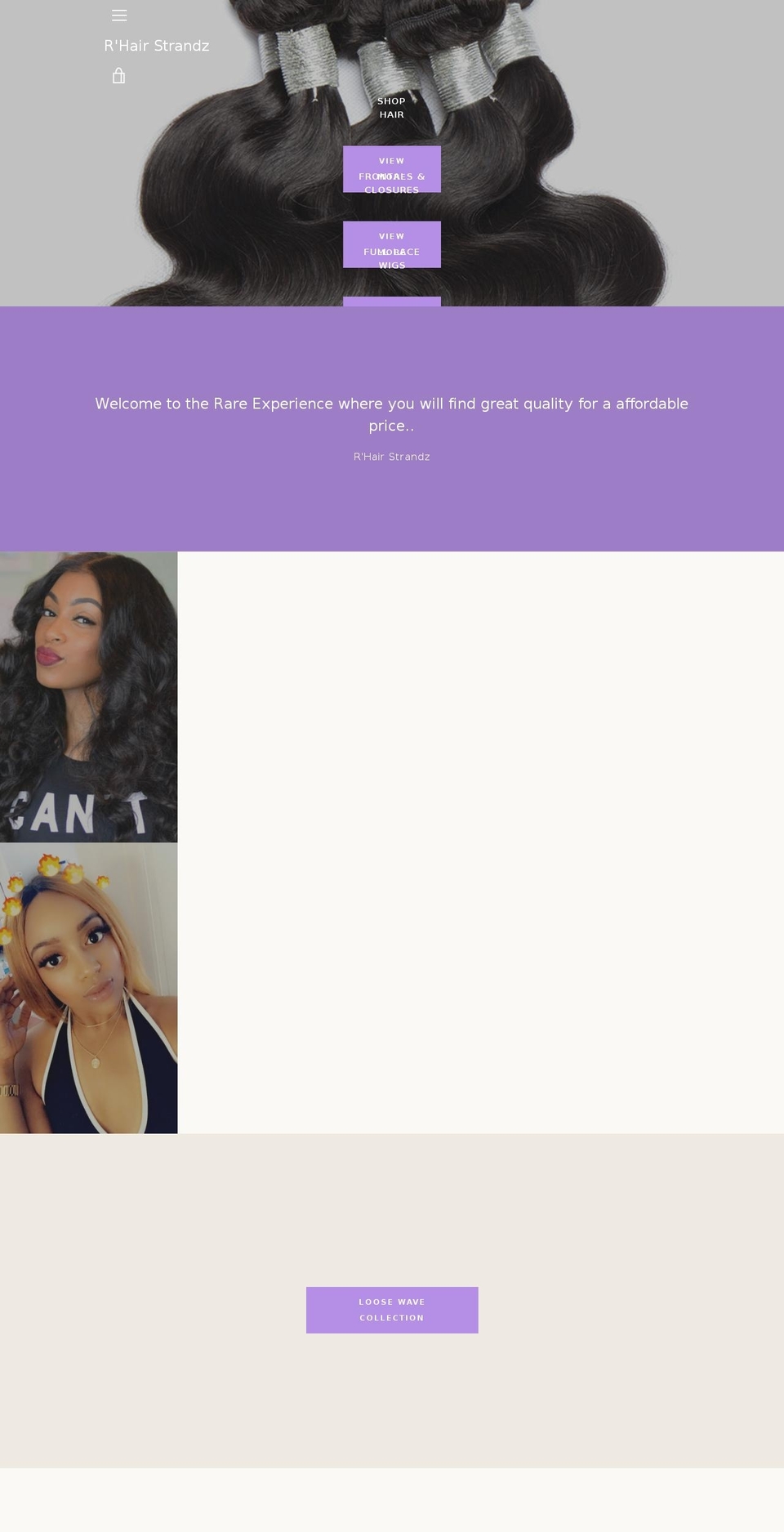 rhairstrandzstudio.com shopify website screenshot