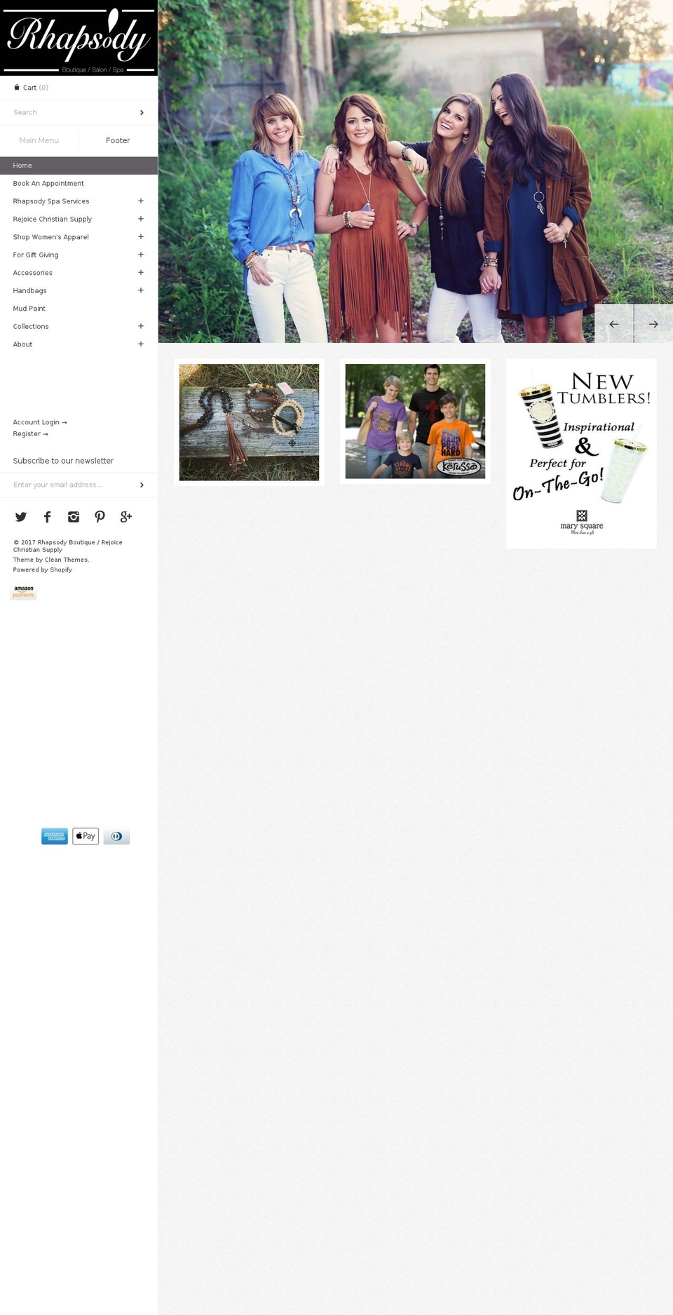rhapsodyfaithandfashion.com shopify website screenshot