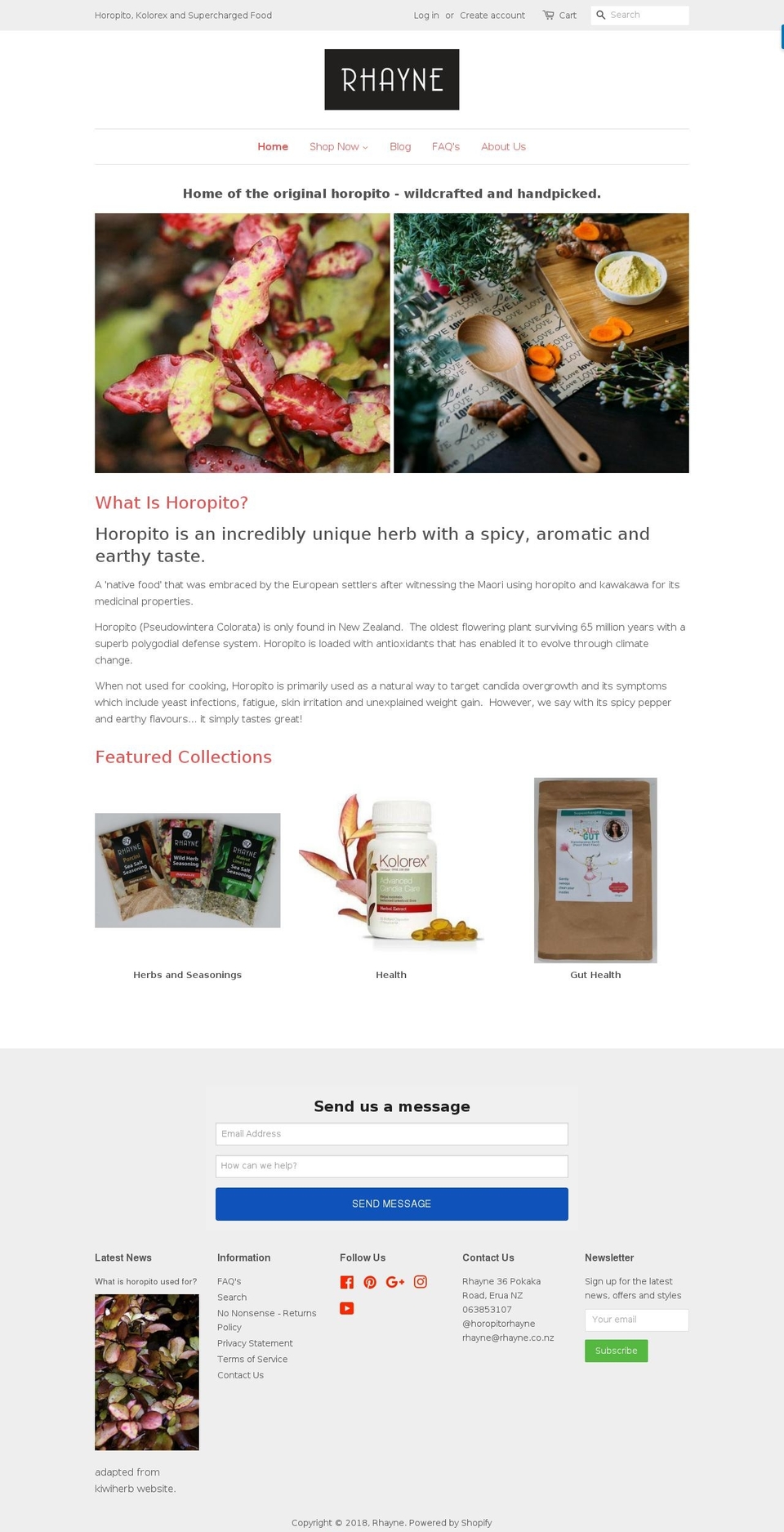 rhayne.co.nz shopify website screenshot