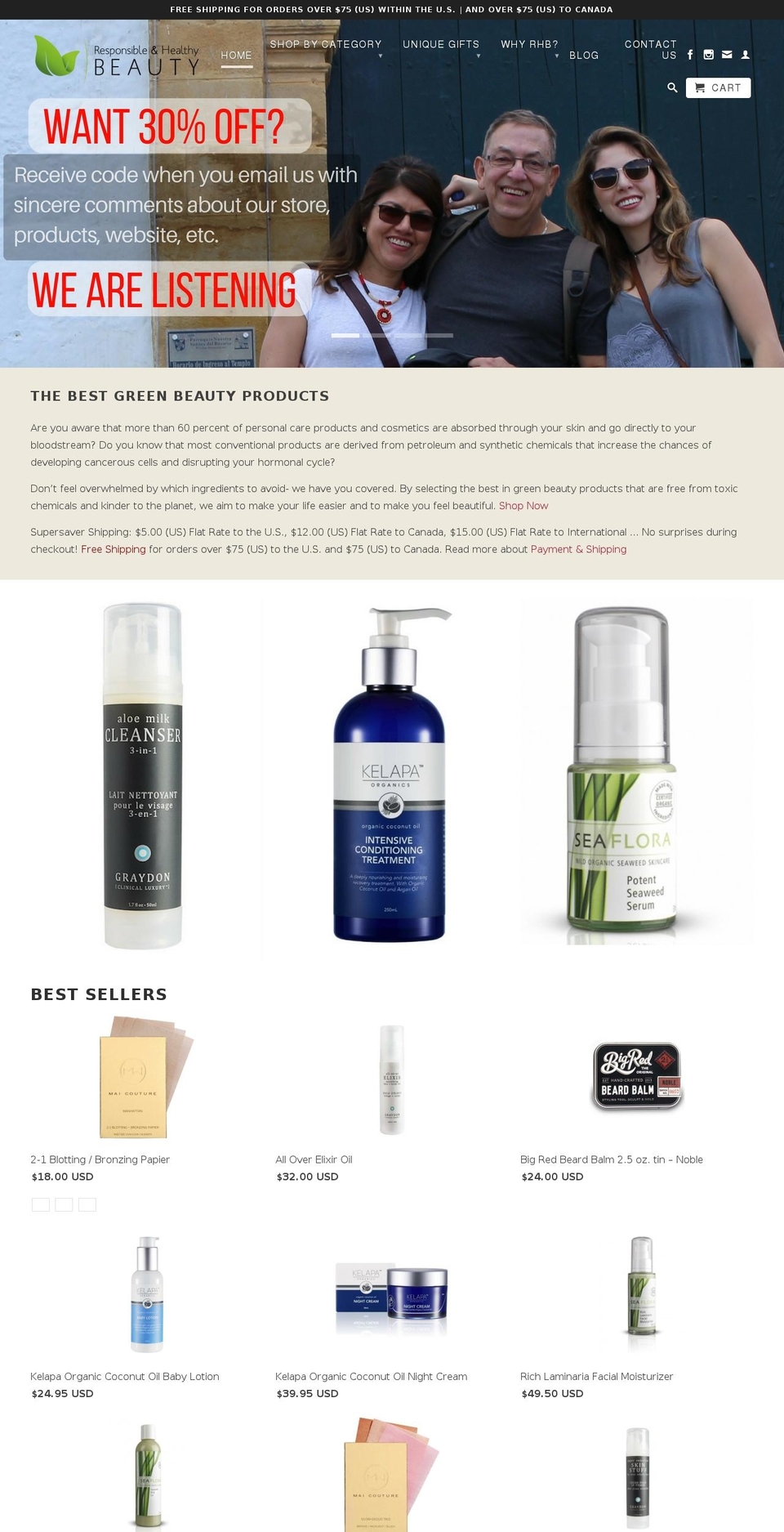 rhbeauty.com shopify website screenshot