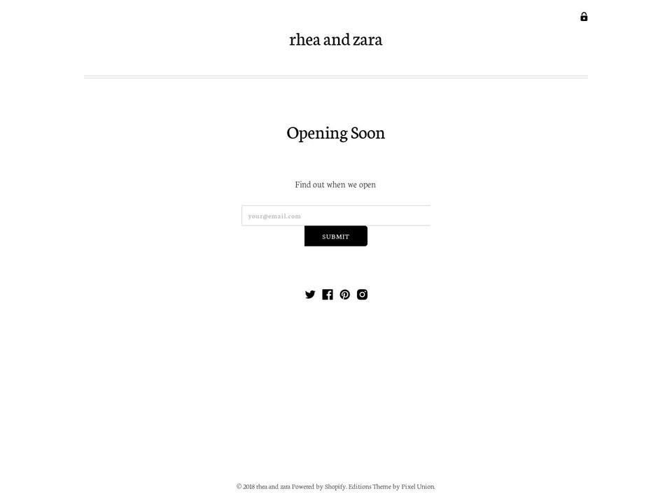 rheaandzara.com — Shopify storefront screenshot