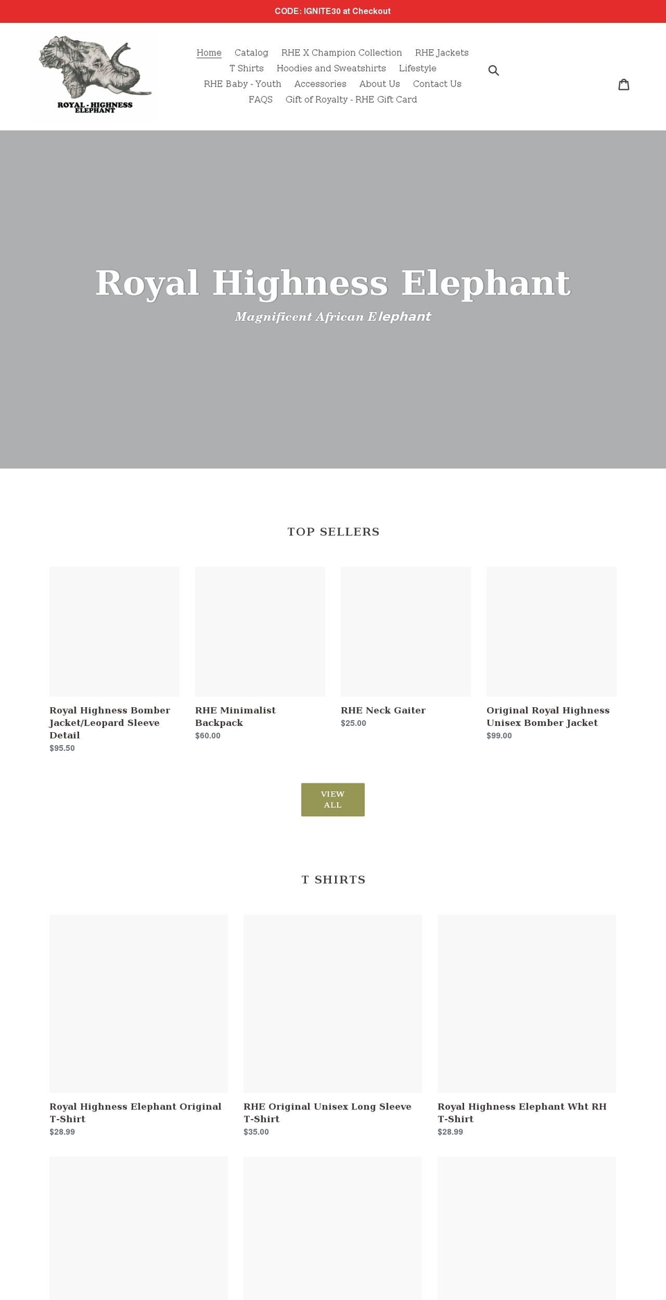 rhelephant.com shopify website screenshot
