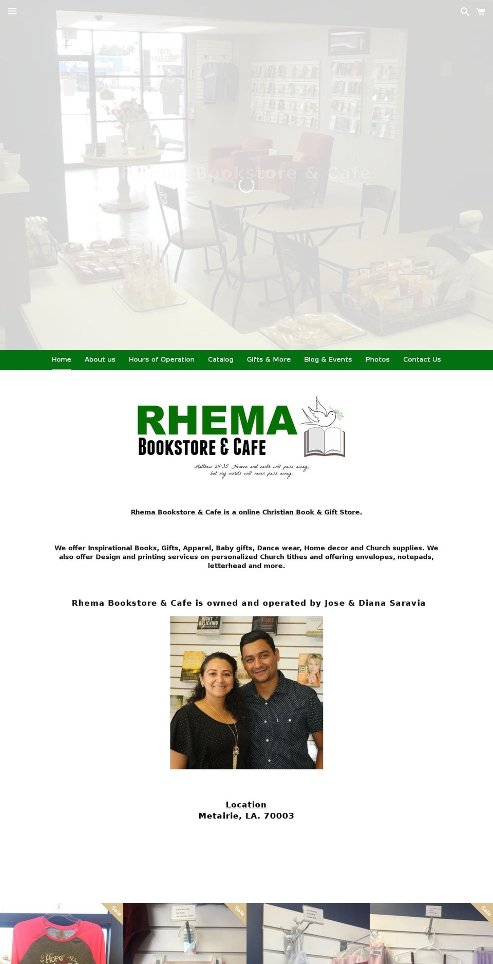 rhemabookstore.com shopify website screenshot