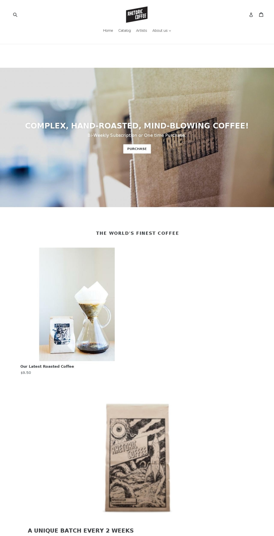 rhetoric.coffee shopify website screenshot