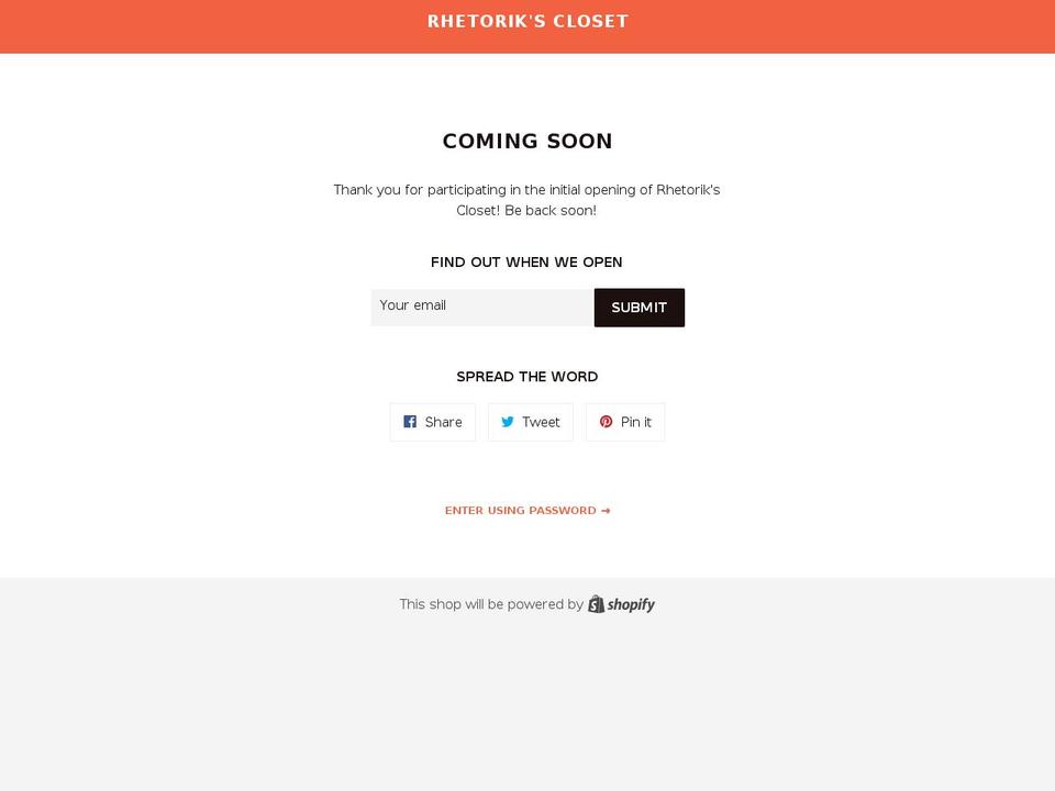 rhetorikscloset.com shopify website screenshot