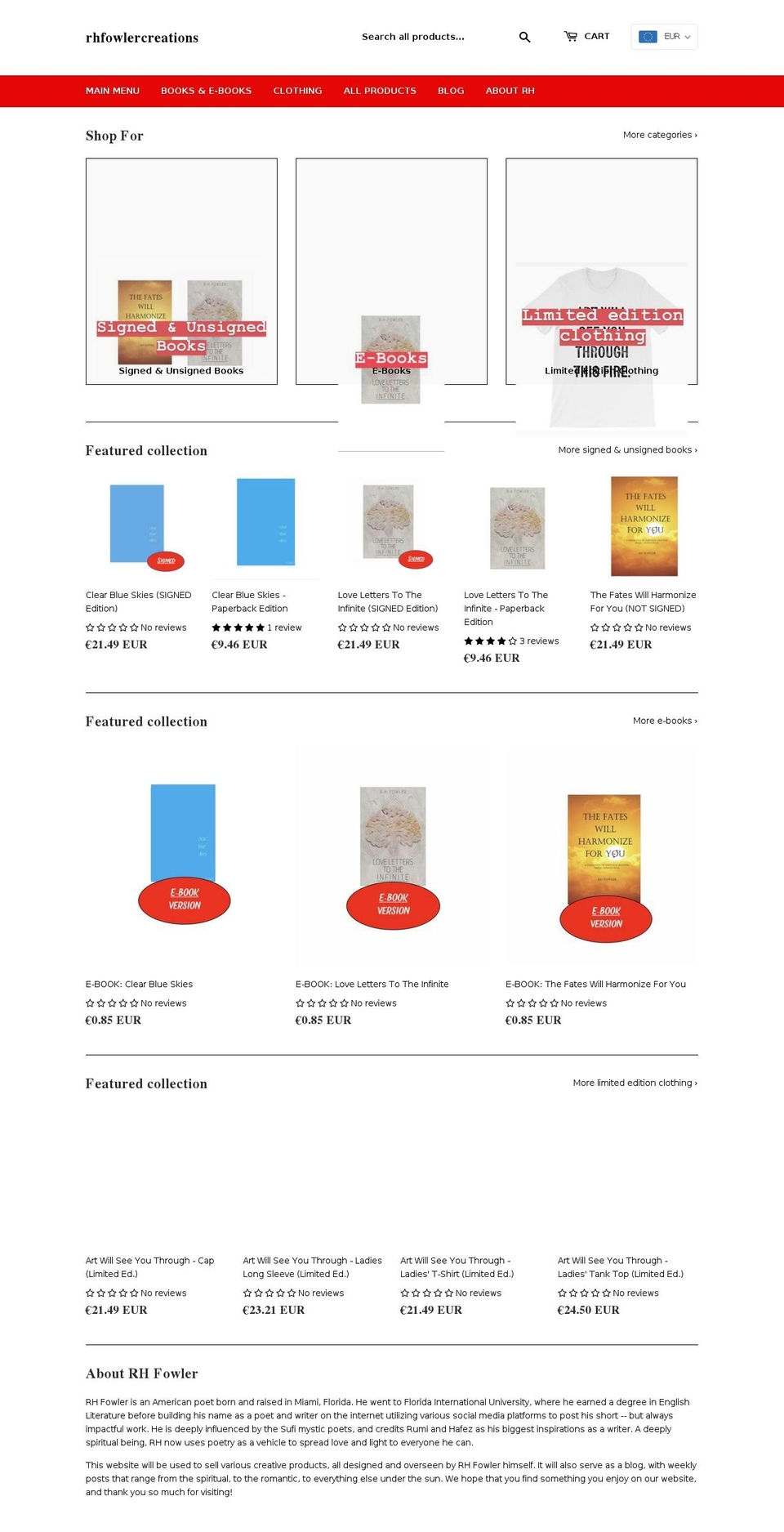 rhfowlercreations.com shopify website screenshot