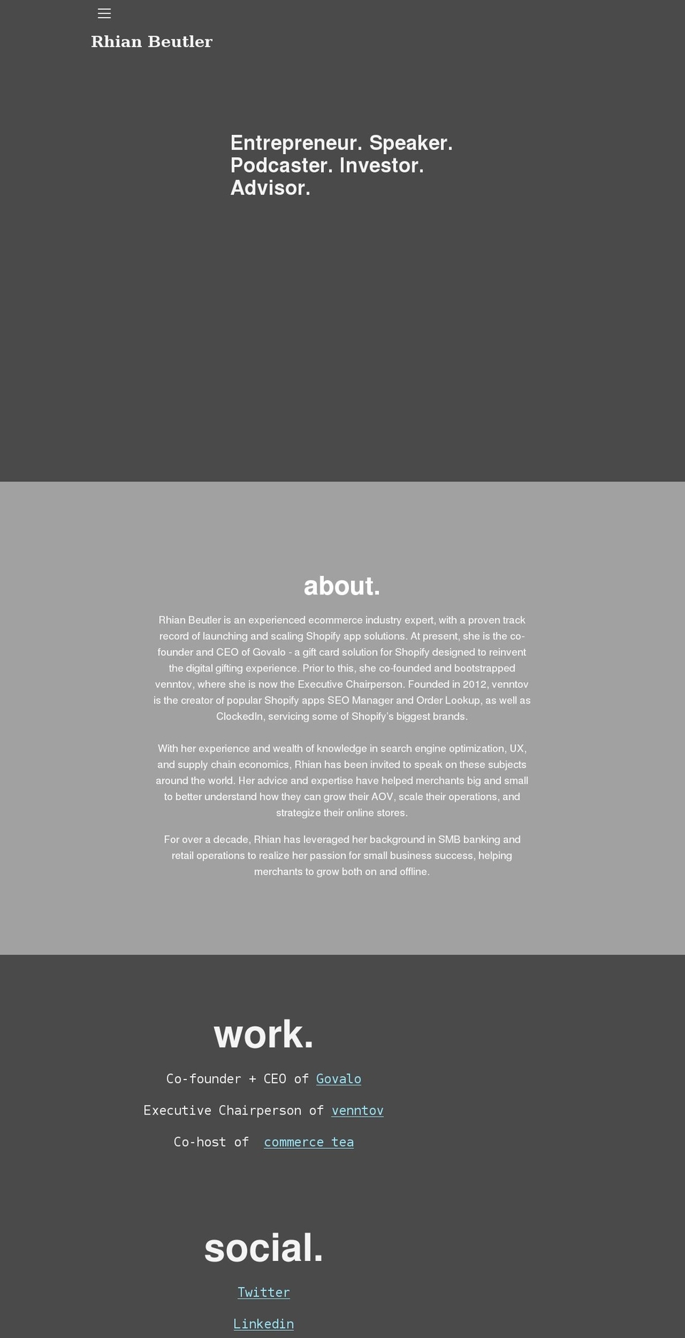 rhianbeutler.com shopify website screenshot