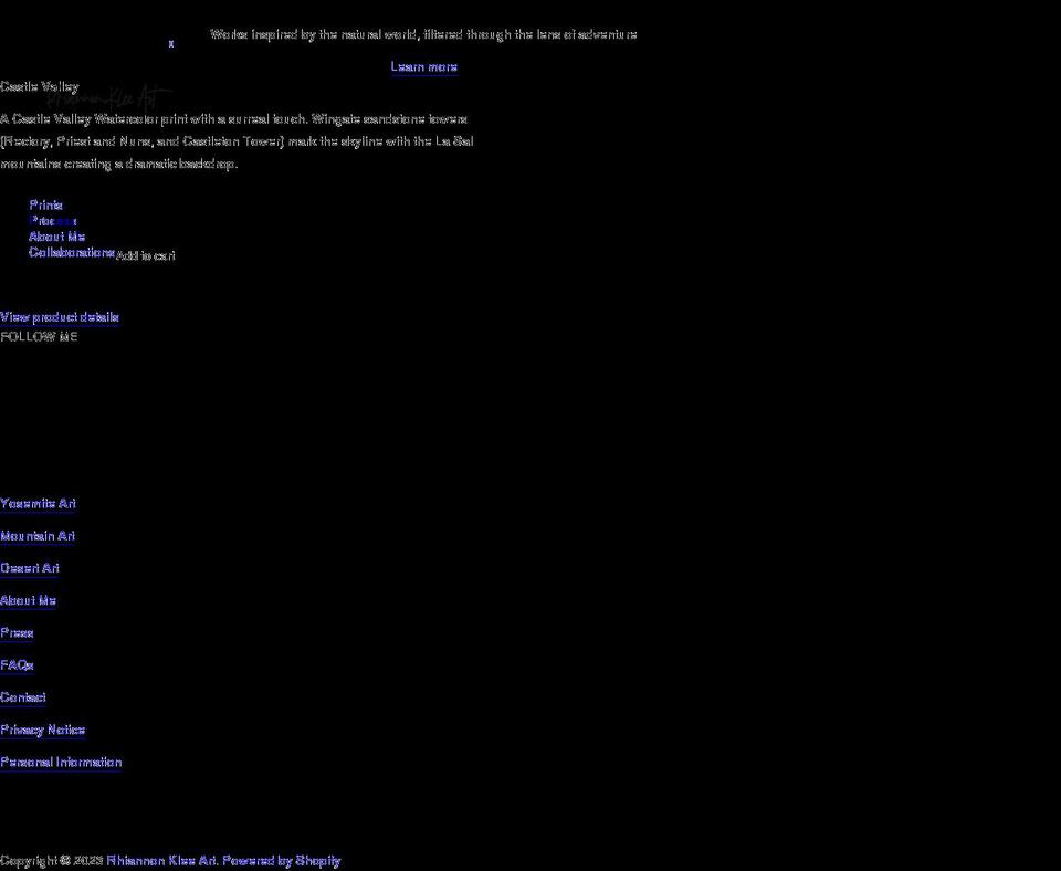 rhiannonklee.com shopify website screenshot
