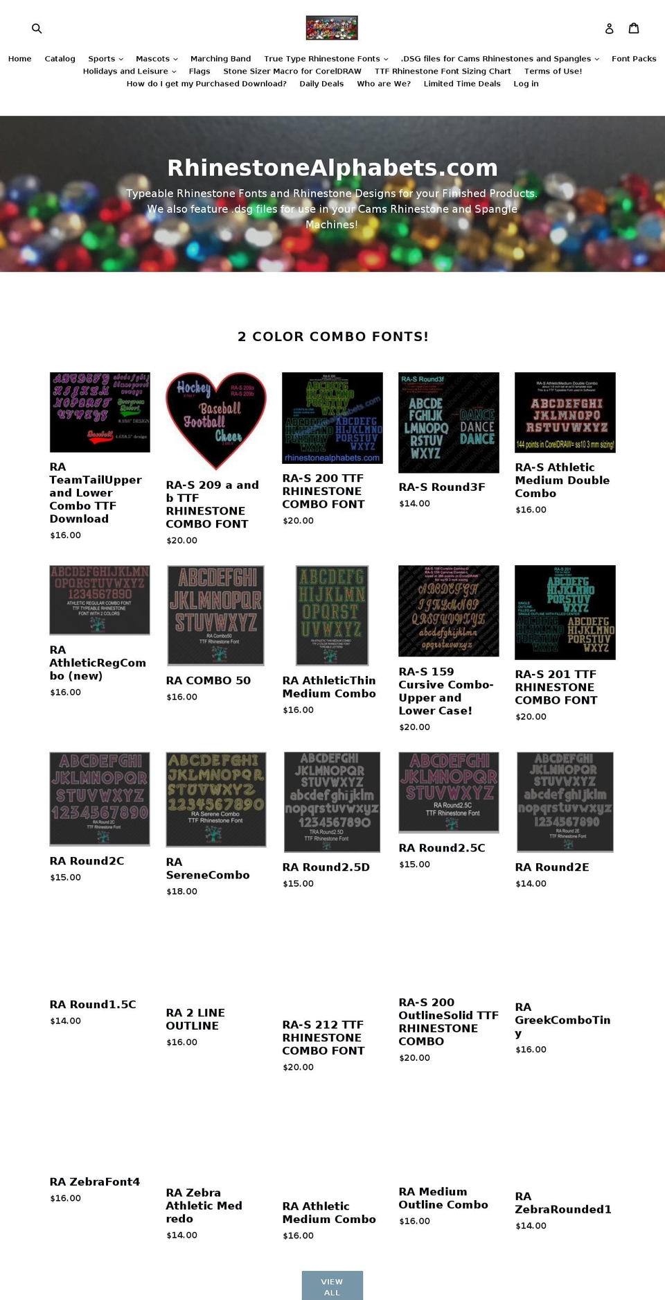 rhinestonealphabets.com shopify website screenshot