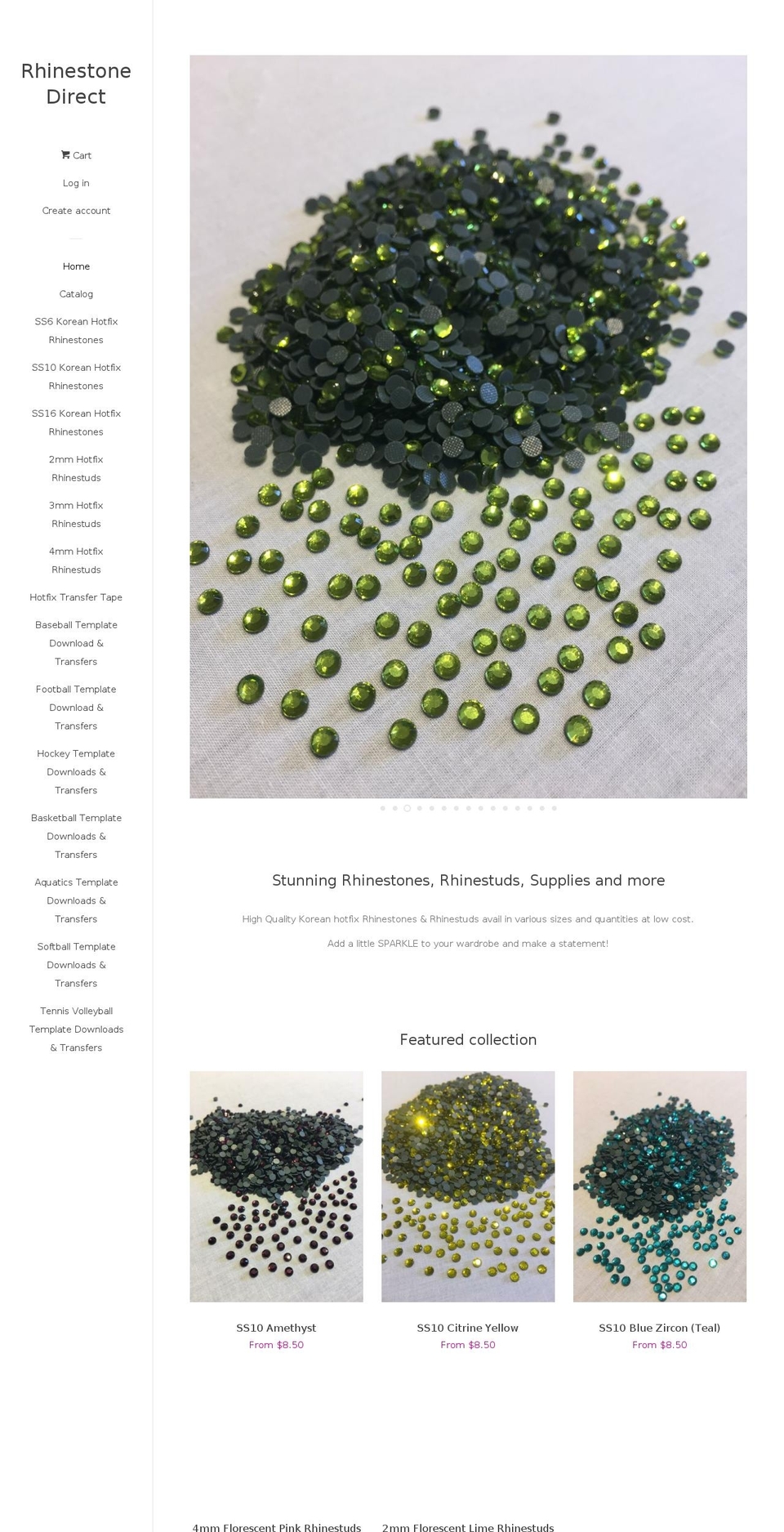 rhinestonedirect.com — Shopify storefront screenshot