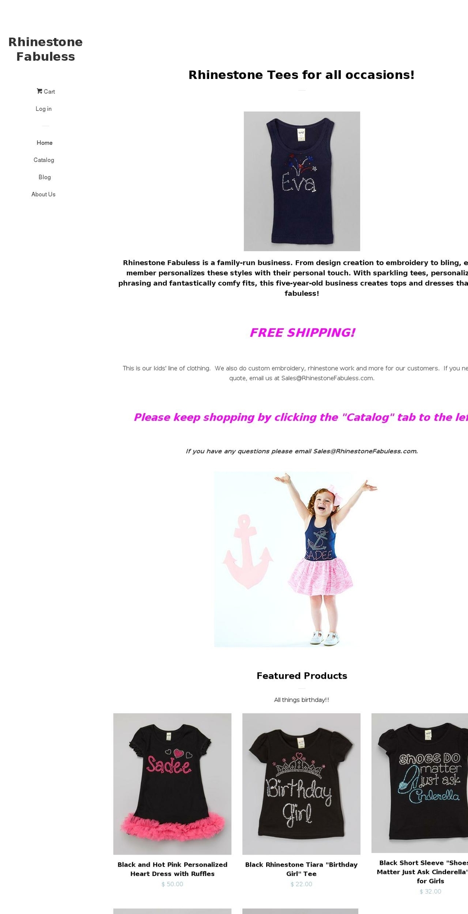 rhinestonefabuless.com — Shopify storefront screenshot