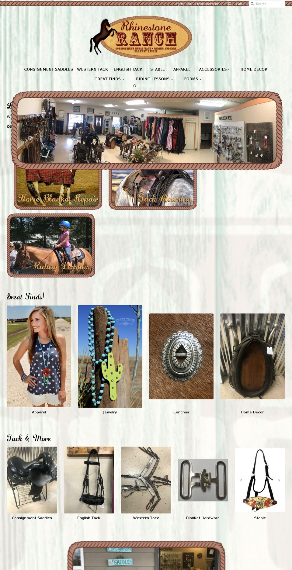 rhinestoneranch.biz shopify website screenshot