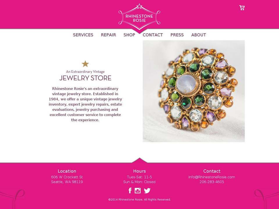 rhinestonerosie.com shopify website screenshot