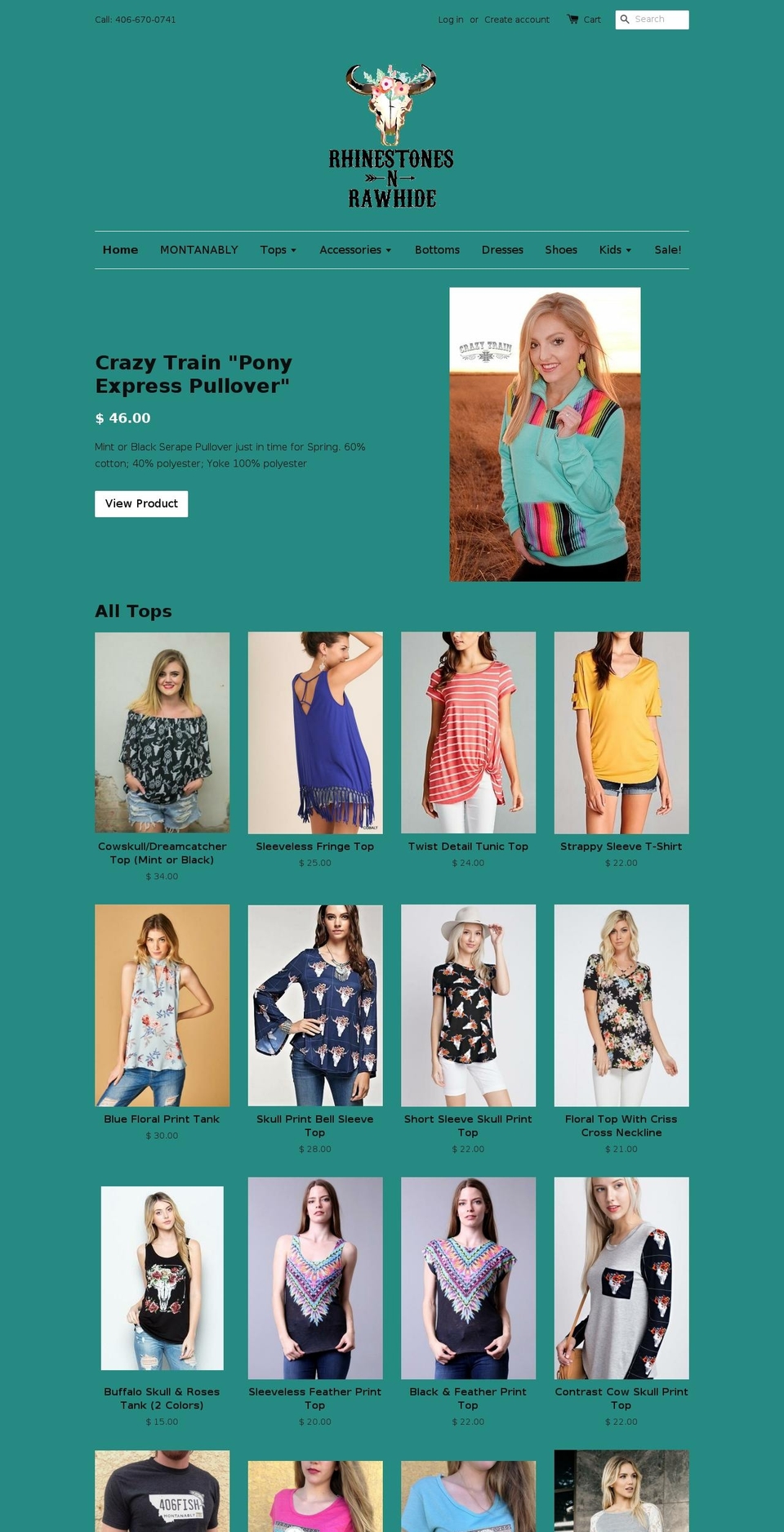 rhinestones-n-rawhide.com shopify website screenshot