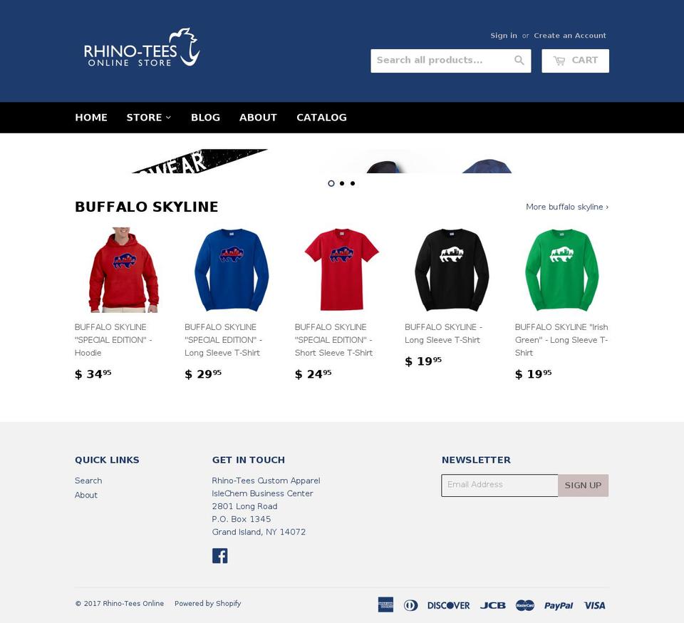rhino-teesonlinestore.com shopify website screenshot