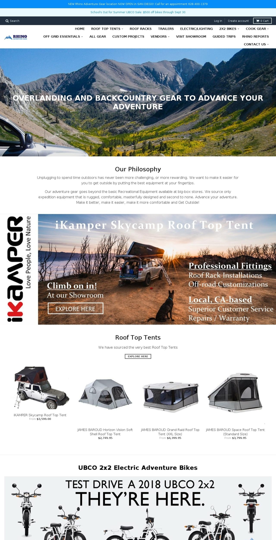 rhinoadventuregear.com shopify website screenshot