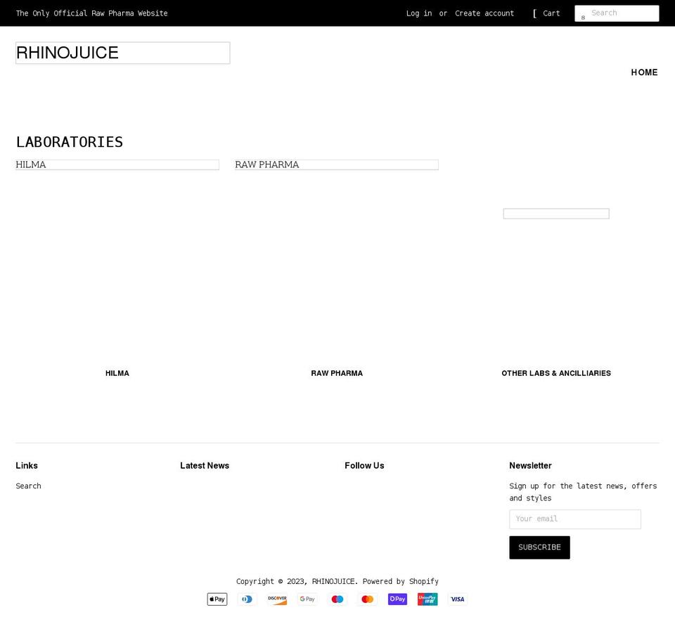 rhinojuice.co.uk shopify website screenshot