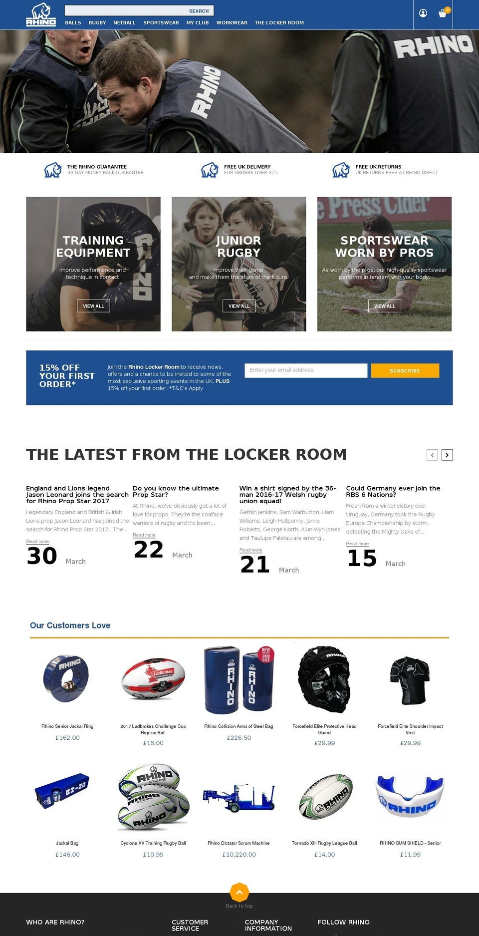 Rhino Direct v1.2 Shopify theme site example rhinorugby.com