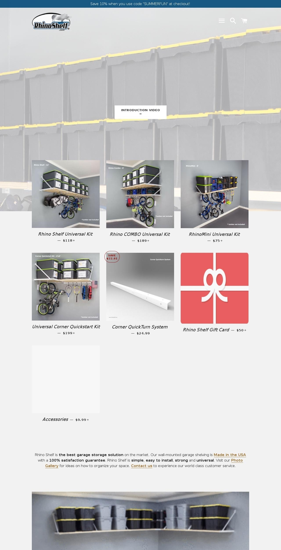 rhinoshelf.com shopify website screenshot