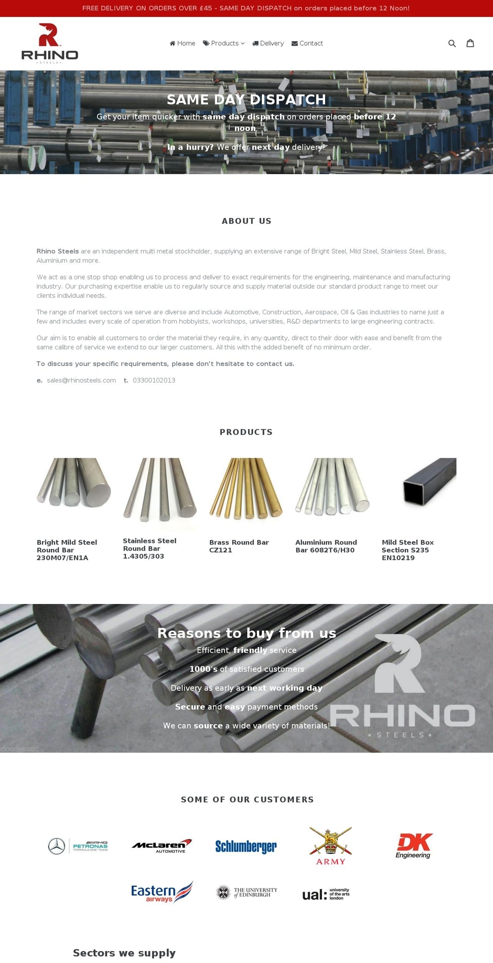 rhinosteels.com — Shopify storefront screenshot