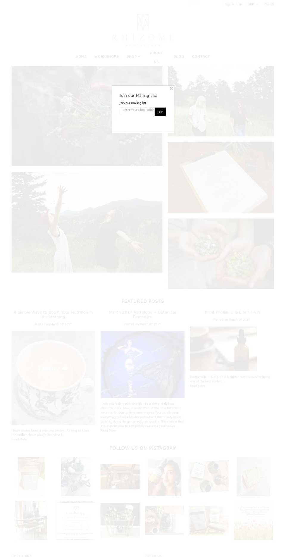 rhizomeapothecary.com shopify website screenshot