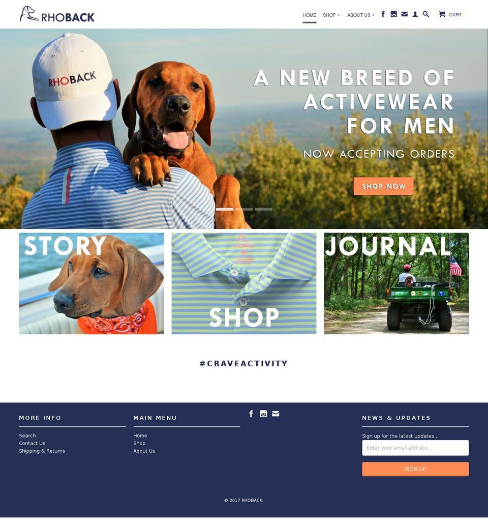 rhoback.com shopify website screenshot