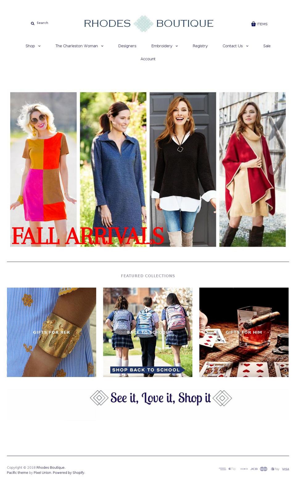 rhodesboutique.com — Shopify storefront screenshot