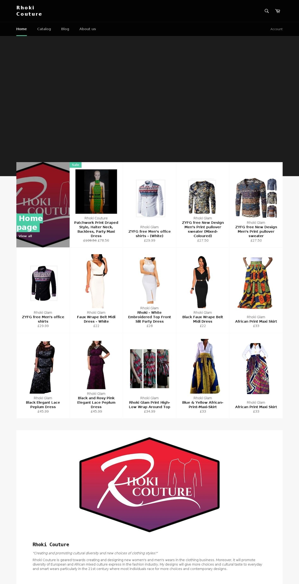 rhokicouture.com — Shopify storefront screenshot
