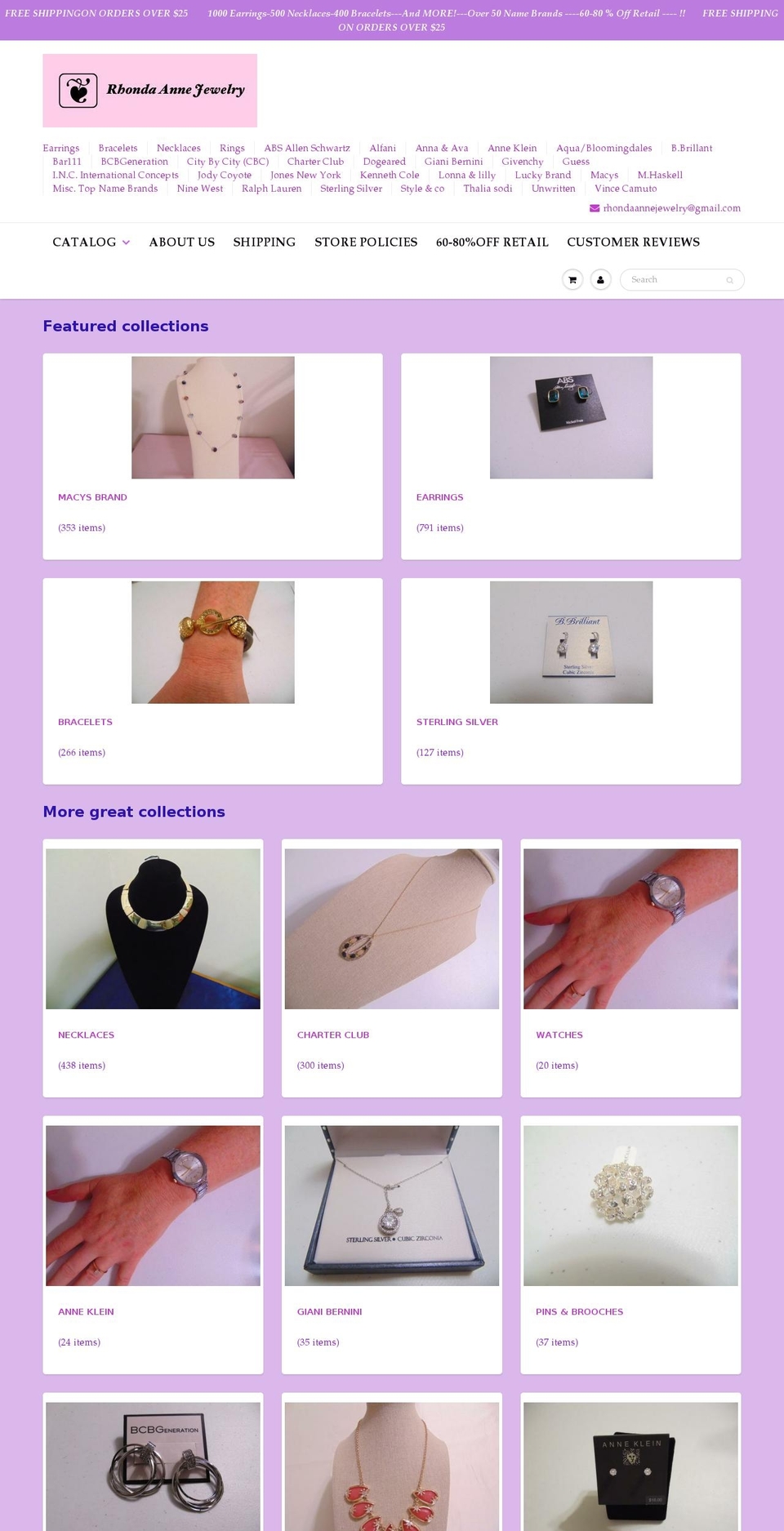 rhondaannejewelry.com — Shopify storefront screenshot