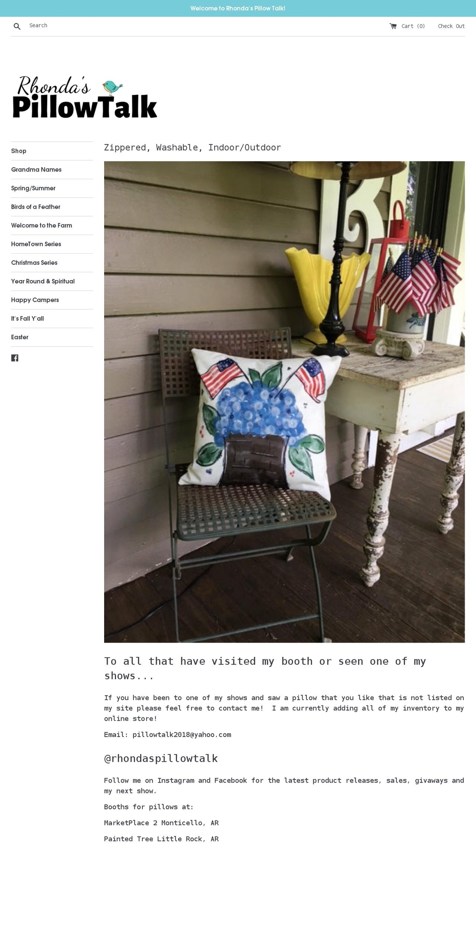 rhondaspillowtalk.com shopify website screenshot