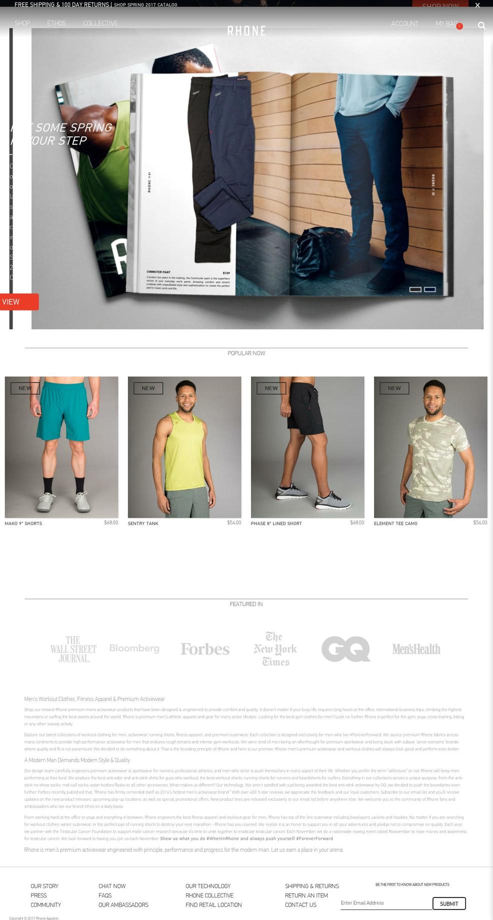 rhoneapparel.com shopify website screenshot