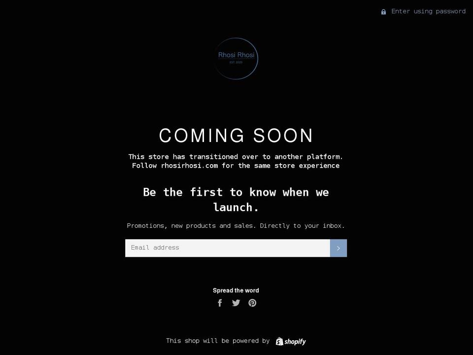 rhosirhosi.com shopify website screenshot