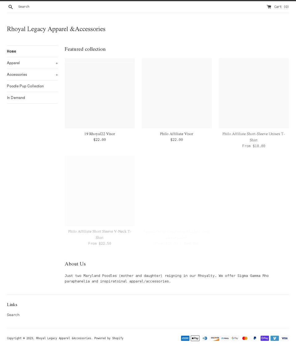 rhoyallegacy.com shopify website screenshot