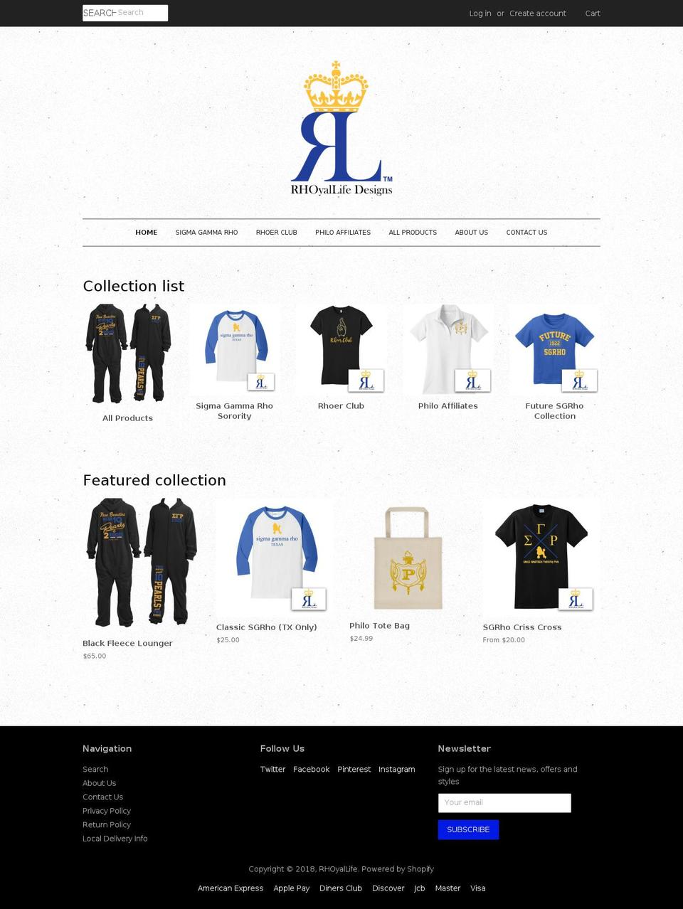 rhoyallife.com — Shopify storefront screenshot