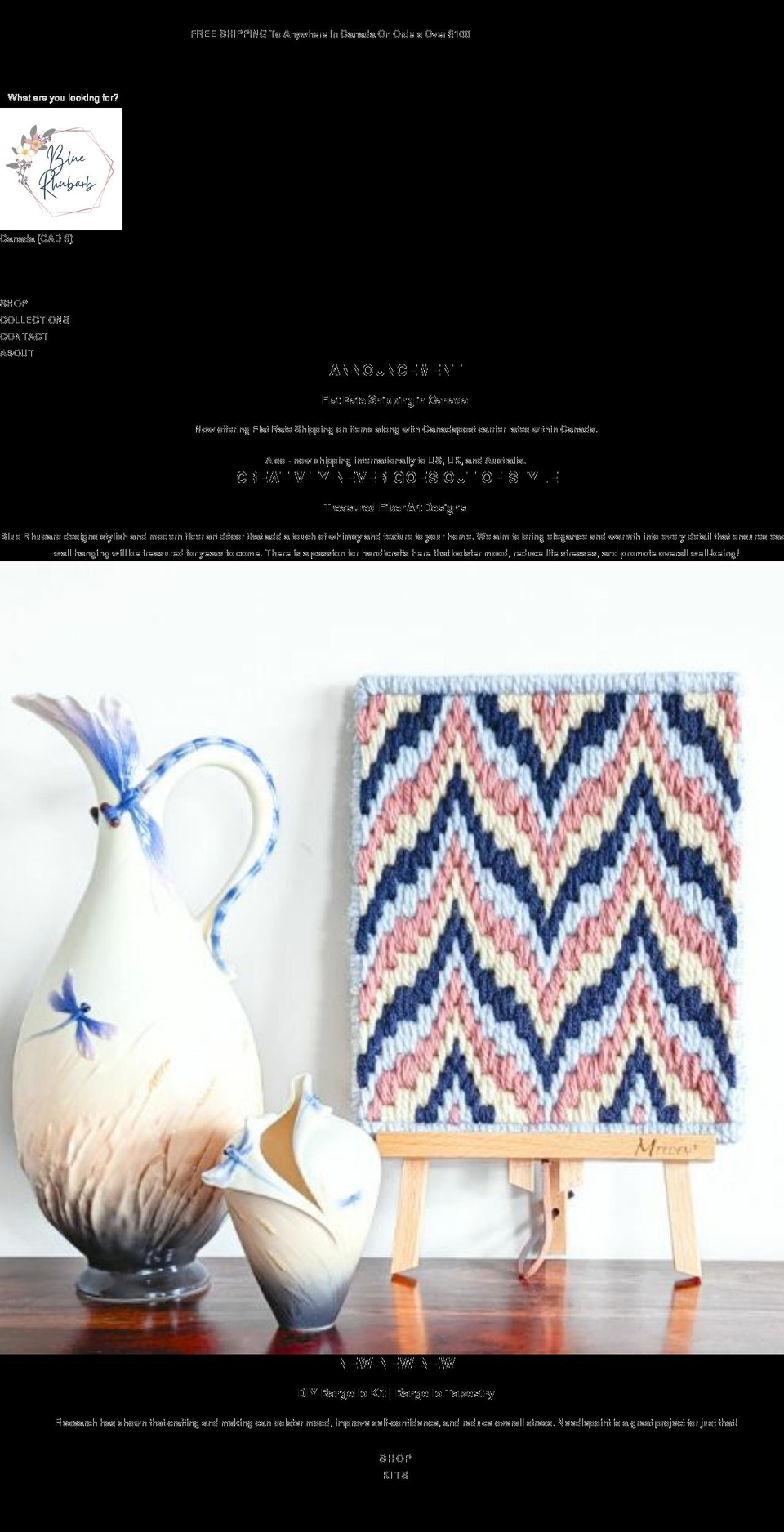 rhubarbcreations.com shopify website screenshot