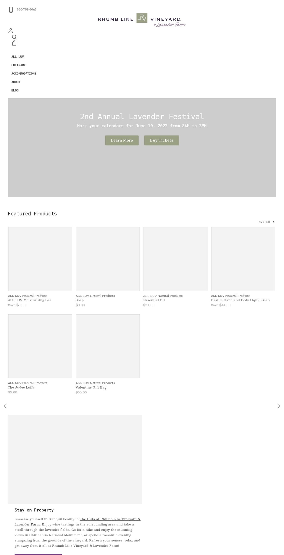rhumblinevineyard.com shopify website screenshot