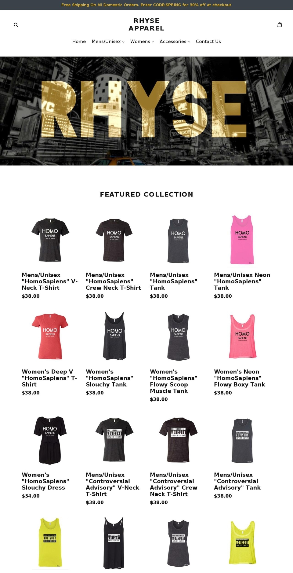 rhyseapparel.com — Shopify storefront screenshot