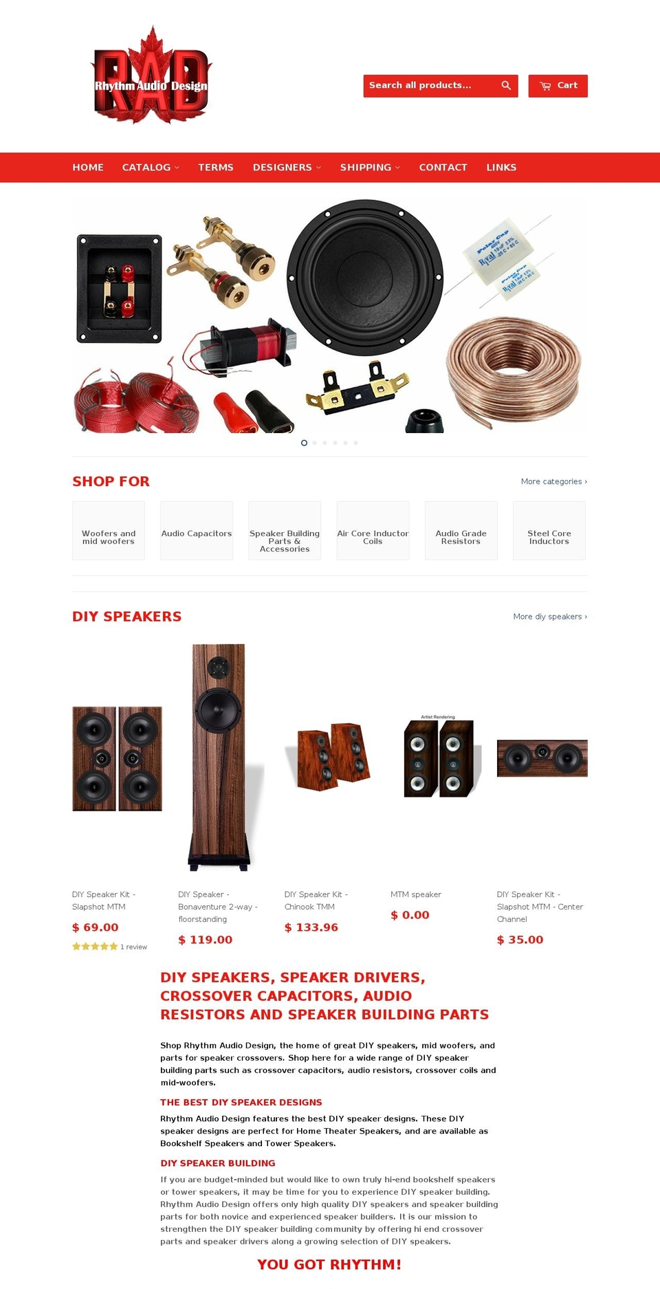 rhythmaudiodesign.com shopify website screenshot