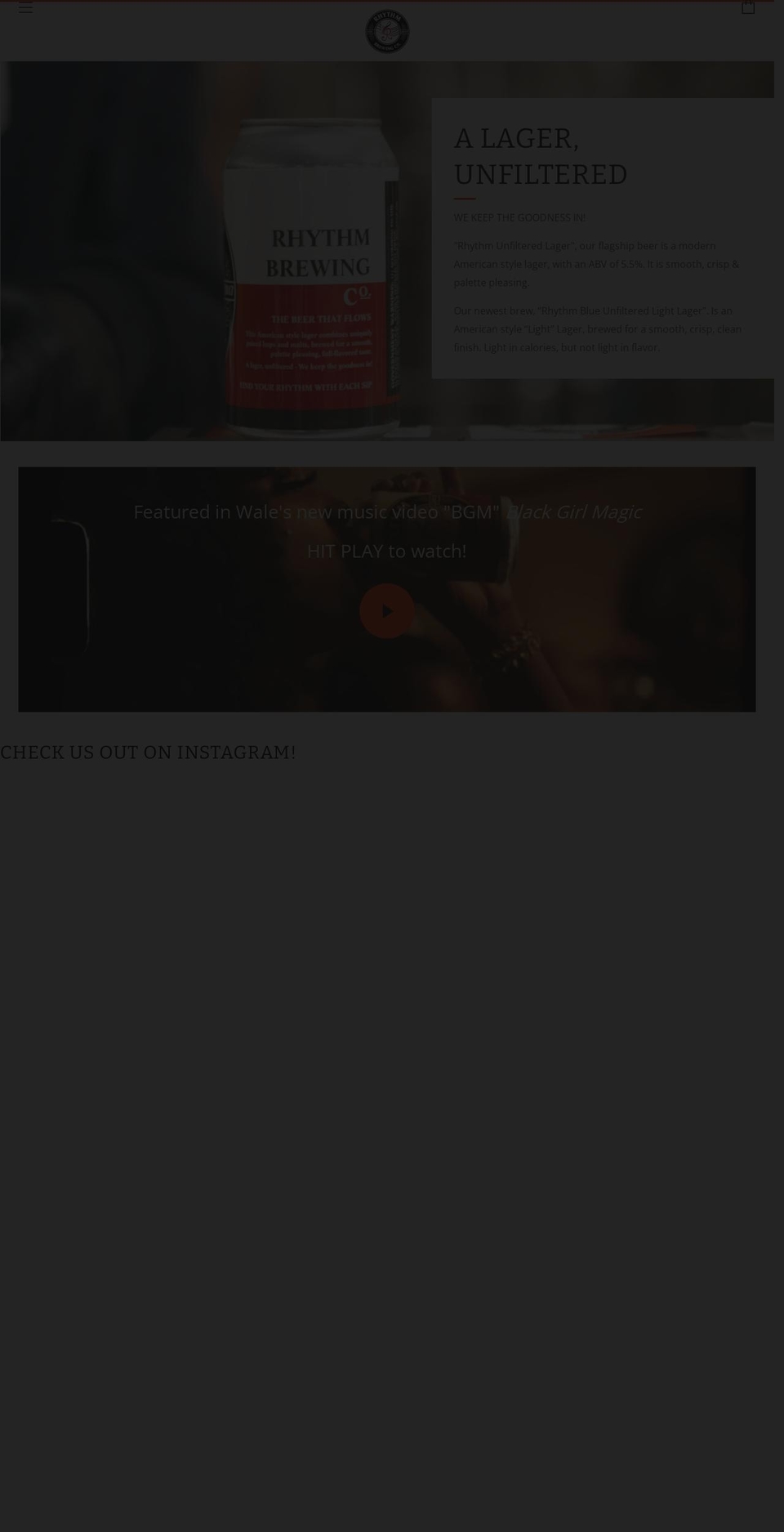 rhythmbrewingco.com — Shopify storefront screenshot