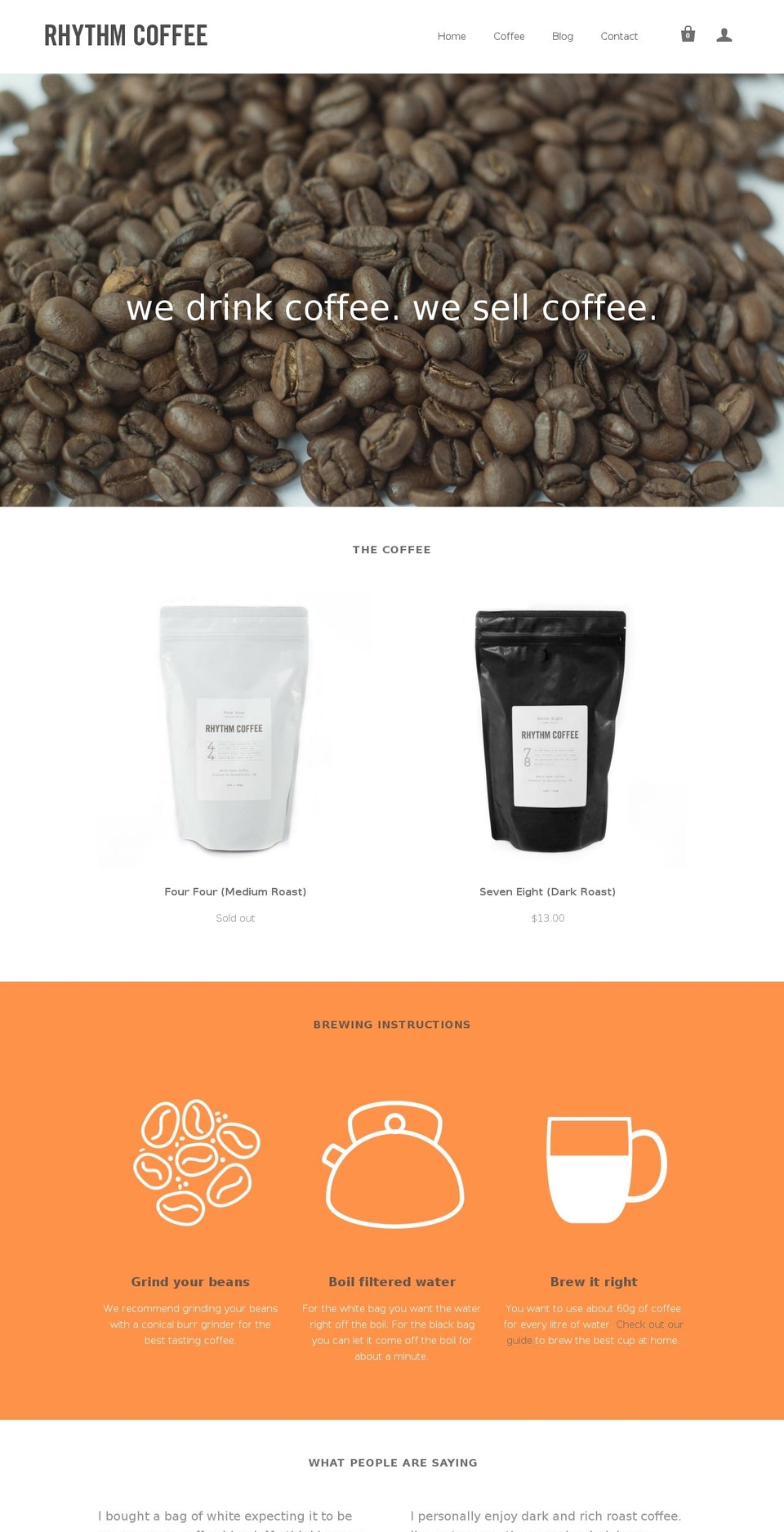 rhythmcoffee.com shopify website screenshot