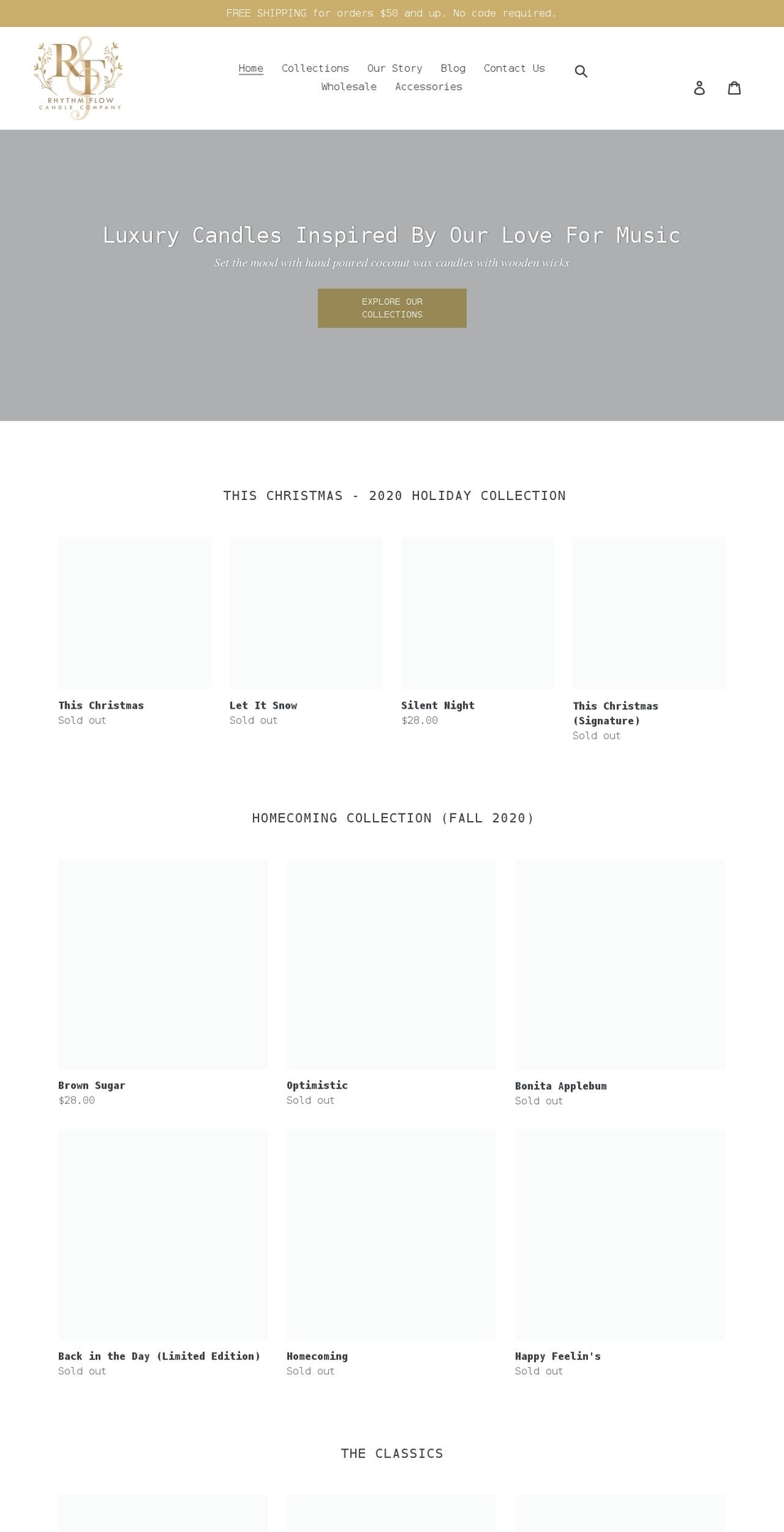 rhythmflowcandleco.com shopify website screenshot
