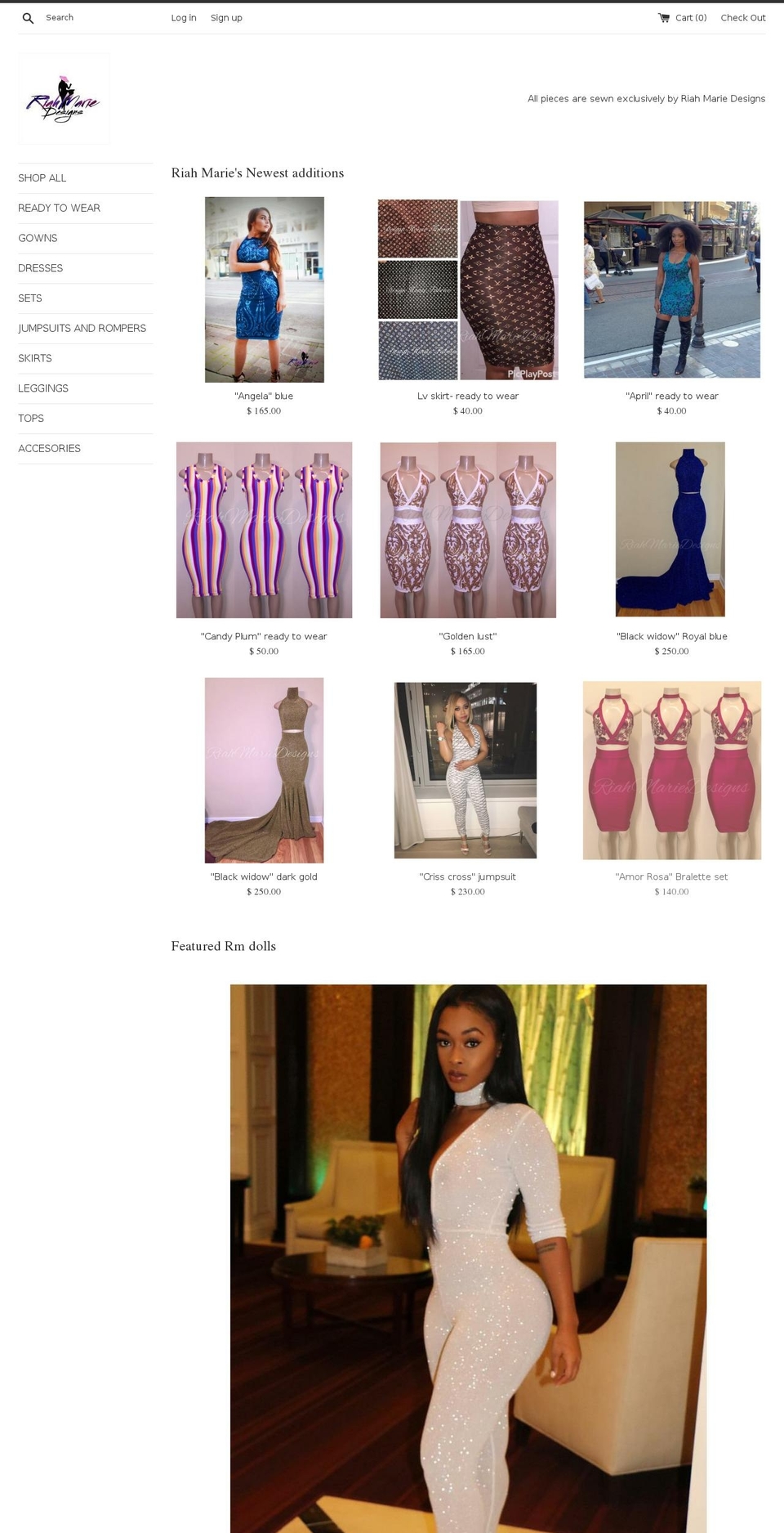 riahmarie.com shopify website screenshot
