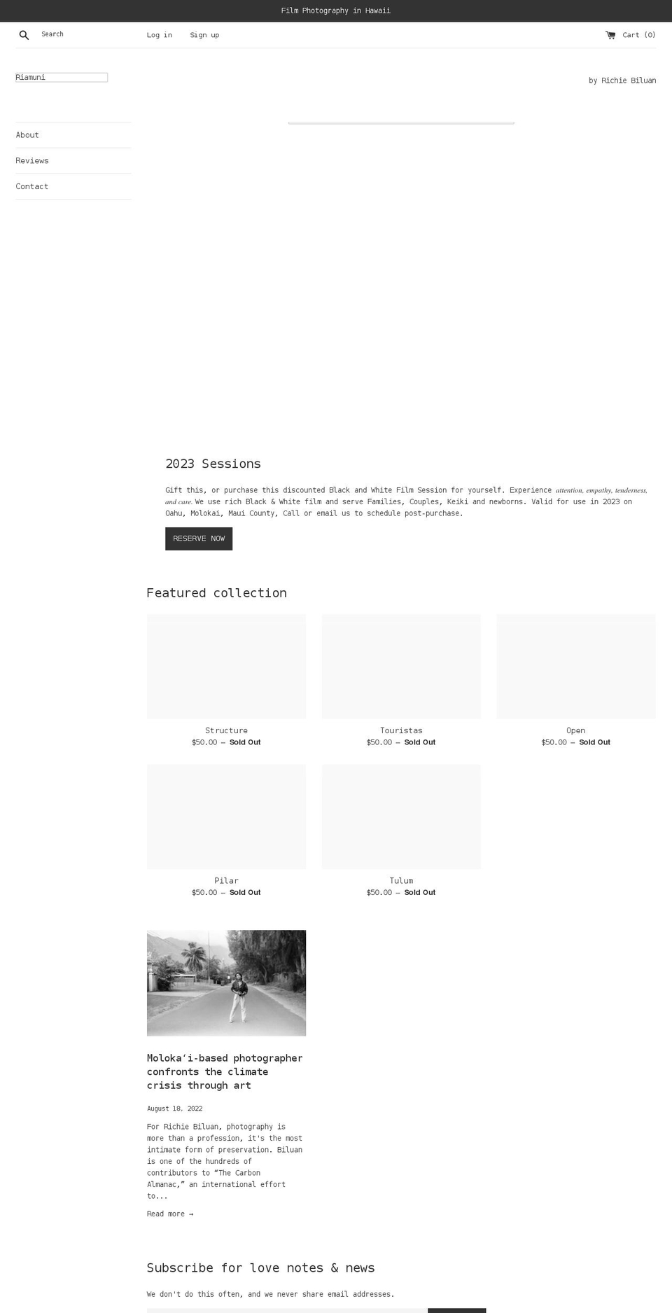 riamuni.com shopify website screenshot