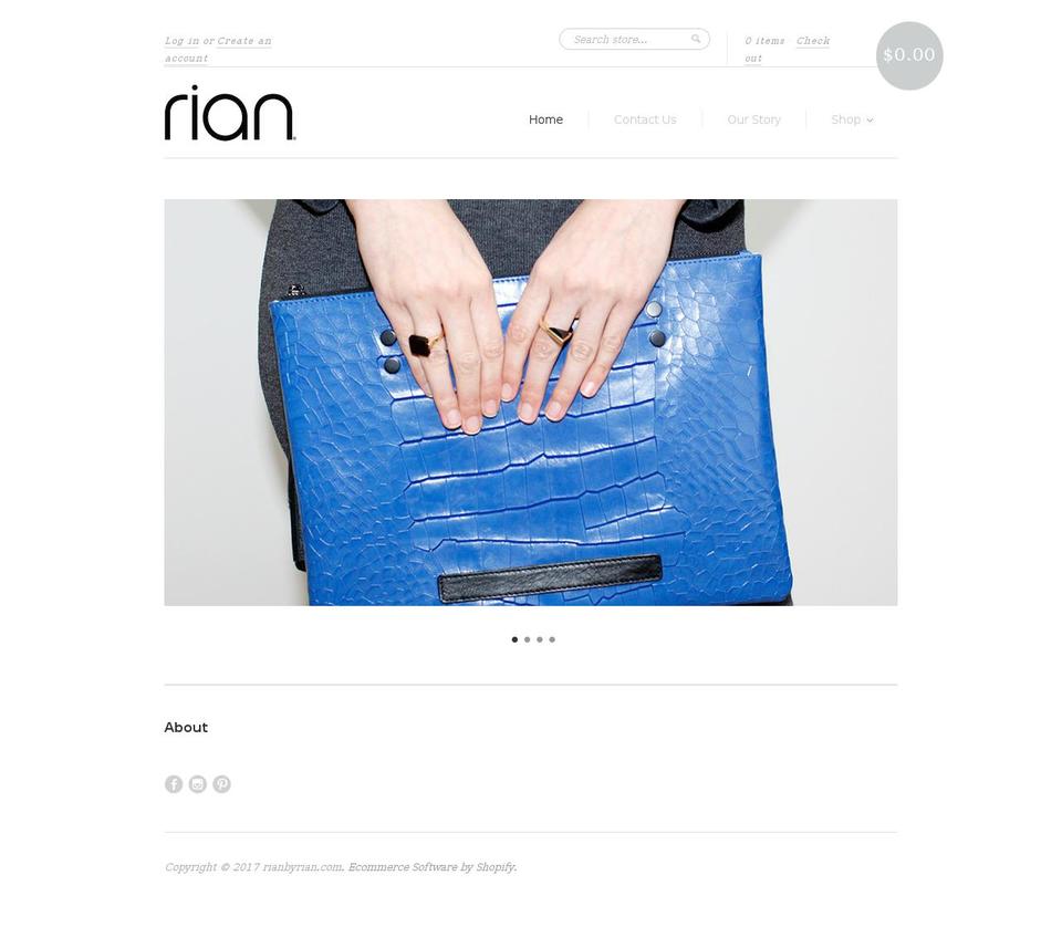 rianhandbags.com shopify website screenshot
