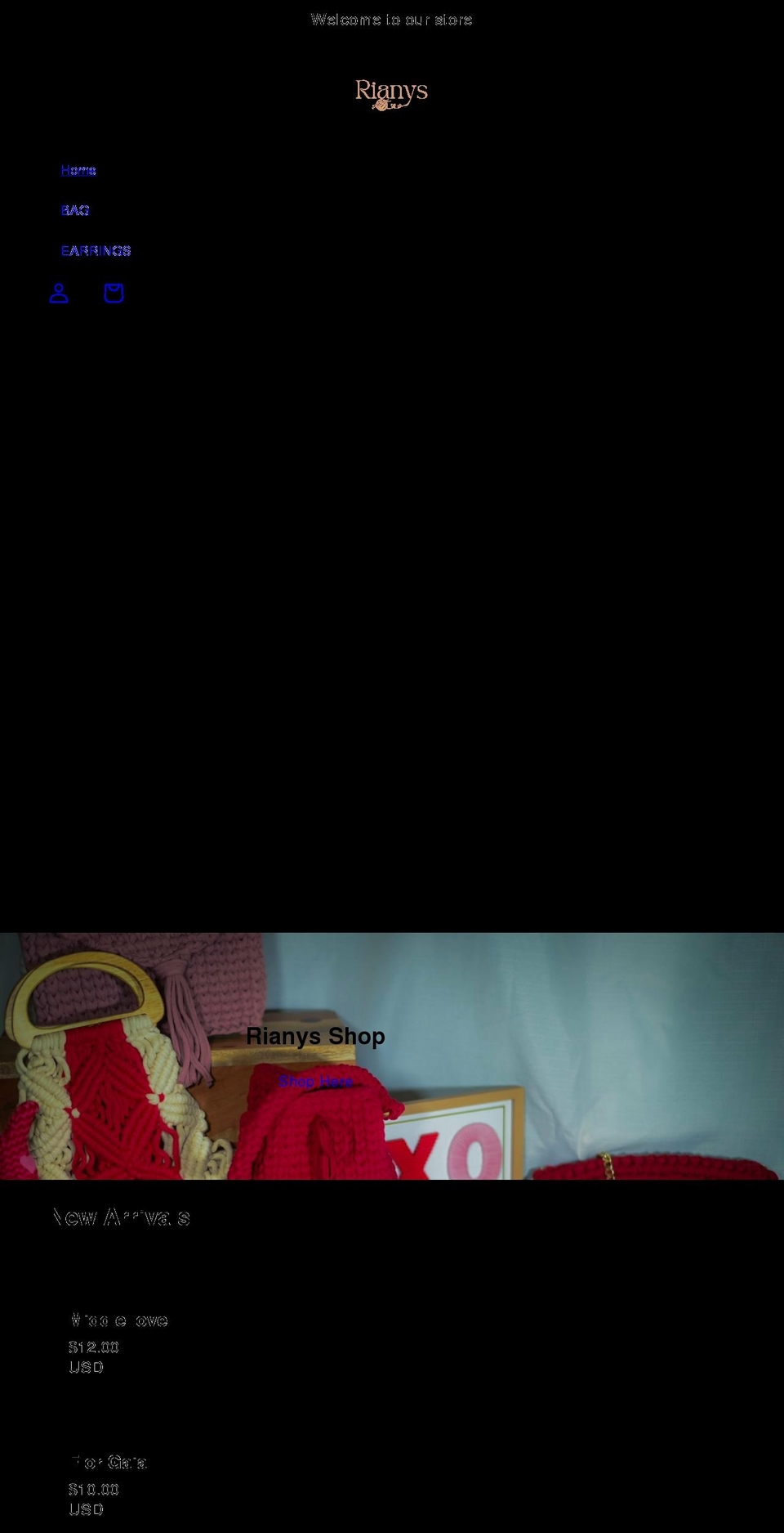 rianysshop.com shopify website screenshot