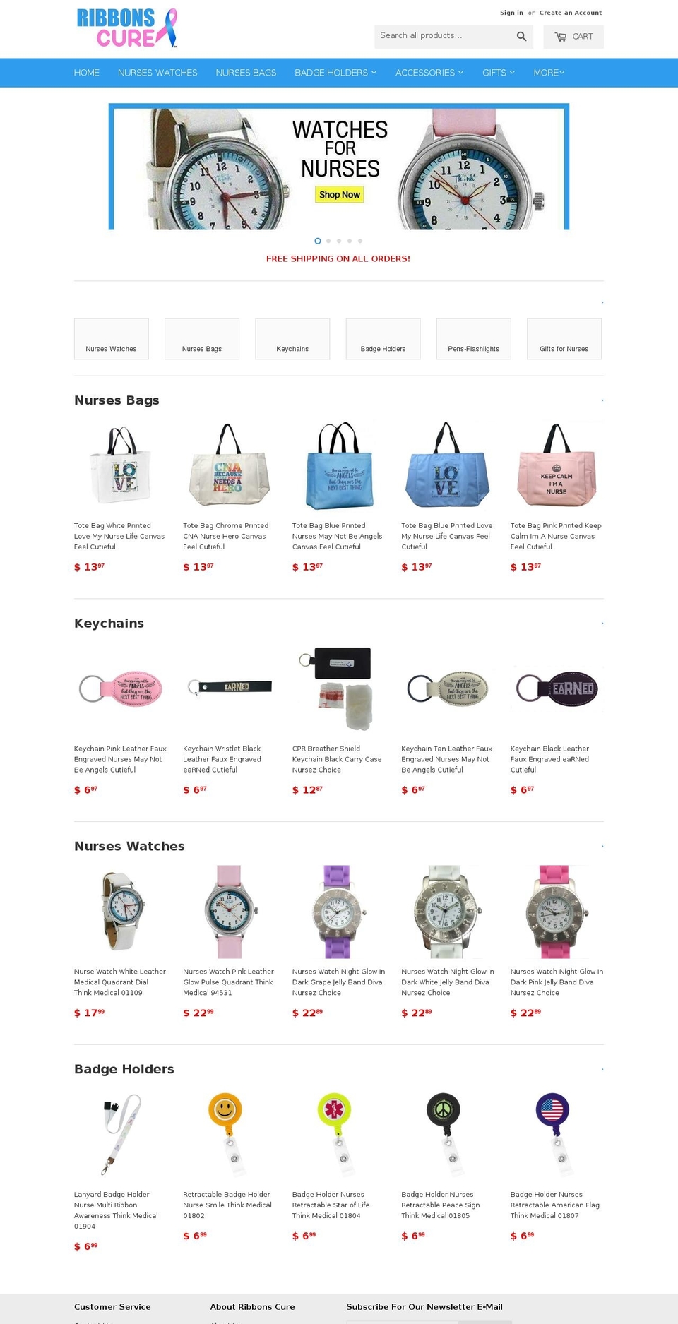 ribboncures.com — Shopify storefront screenshot