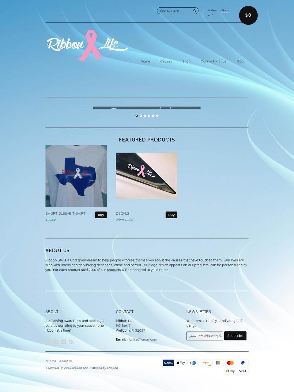 ribbonlife.net shopify website screenshot