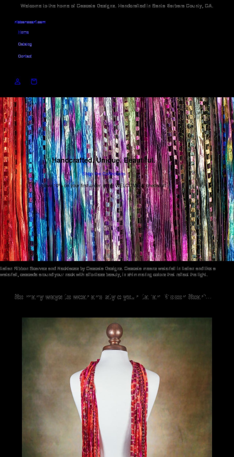 ribbonscarf.com shopify website screenshot