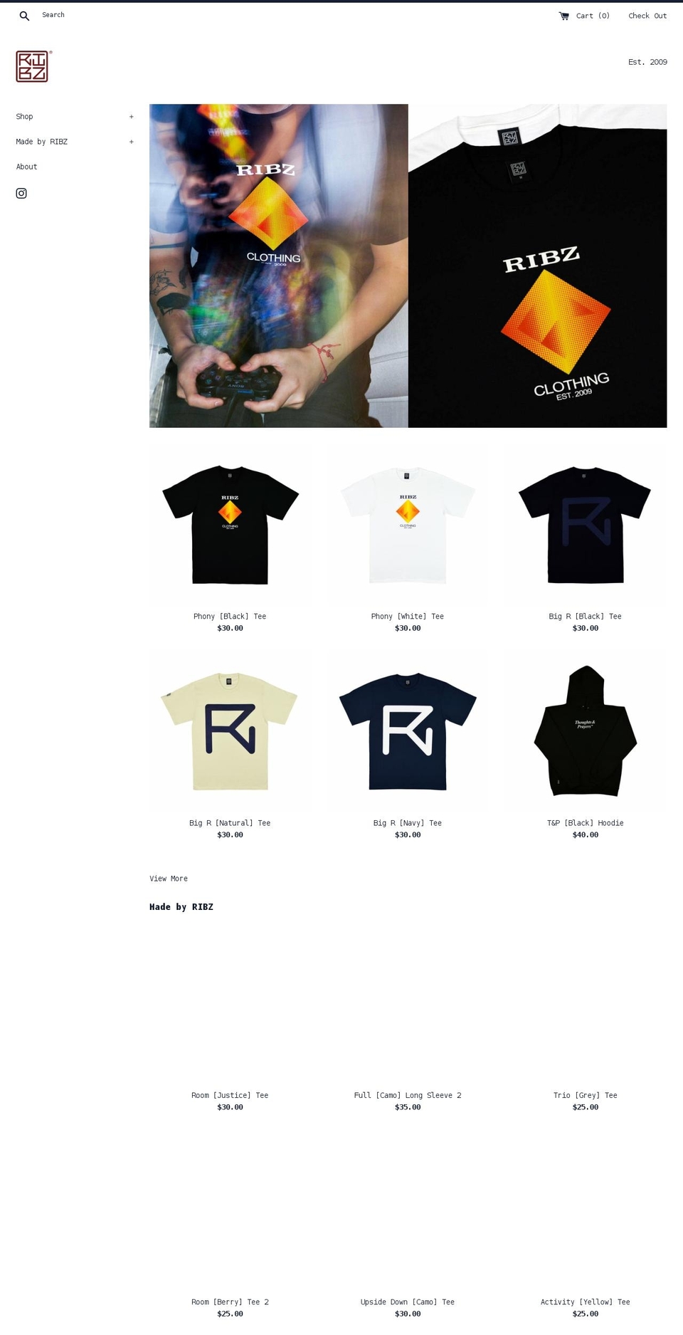 - Shopify theme site example ribzclothing.com