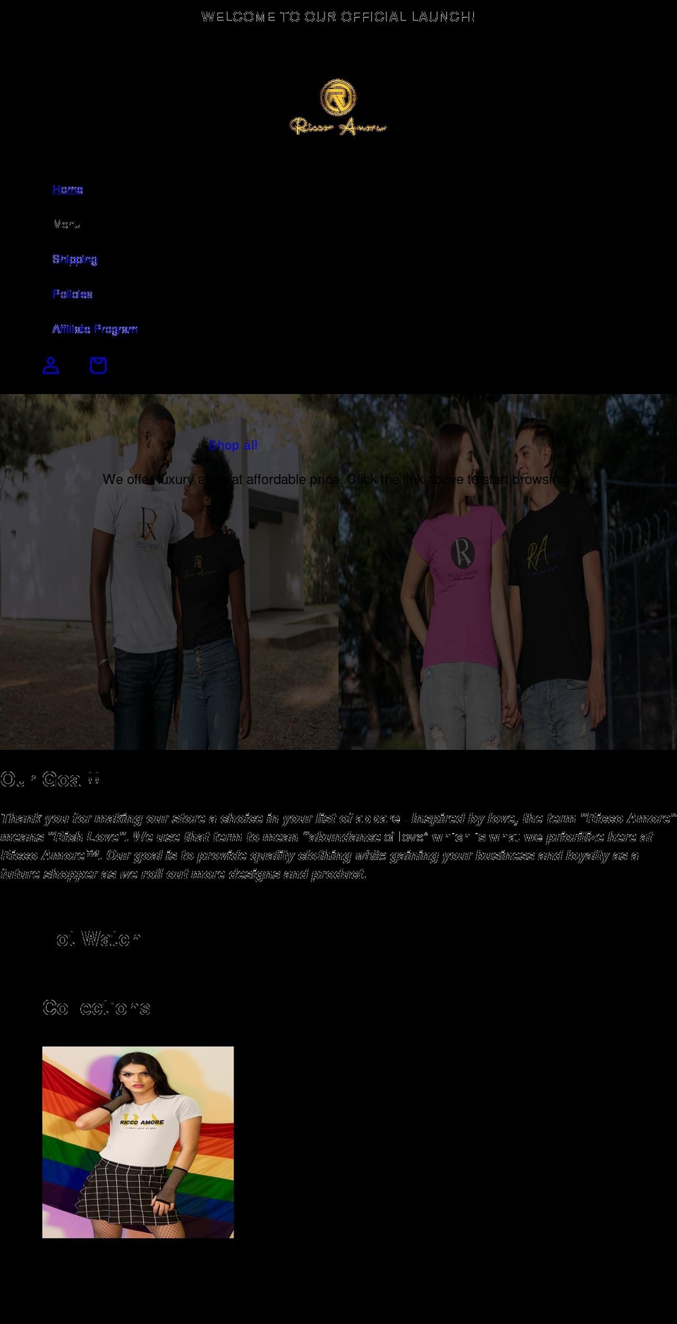 riccoamore.com shopify website screenshot